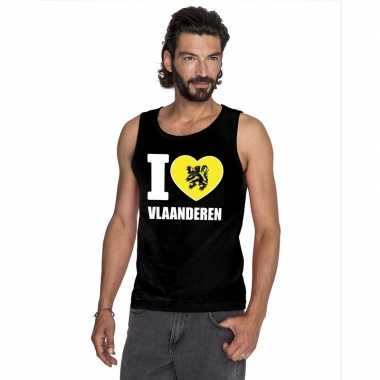 I love vlaanderen t shirt zonder mouw zwart heren