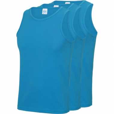 Pack maat xl sport singlets/hemden blauw heren zonder mouw
