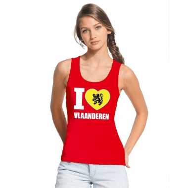 Rood i love vlaanderen t shirt zonder mouw dames
