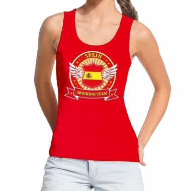Rood spain drinking team t shirt zonder mouw / mouwloos shirt dames