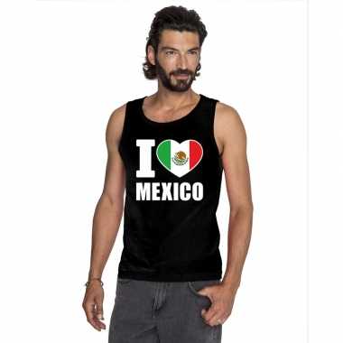 Zwart i love mexico fan singlet shirt/ t shirt zonder mouw heren