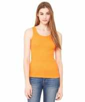 Dames rib t-shirt zonder mouw oranje