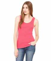 Dames rib t-shirt zonder mouw roze