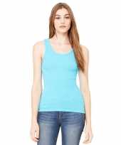 Dames rib t-shirt zonder mouw turquoise