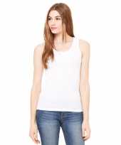 Dames rib t-shirt zonder mouw wit