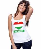 Hongarije hart vlag singlet shirt t shirt zonder mouw wit dames