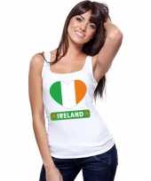 Ierland hart vlag singlet shirt t shirt zonder mouw wit dames