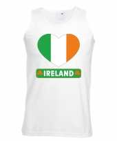 Ierland hart vlag singlet shirt t shirt zonder mouw wit heren