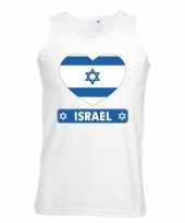 Israel hart vlag singlet shirt t shirt zonder mouw wit heren