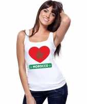 Marokko hart vlag singlet shirt t shirt zonder mouw wit dames