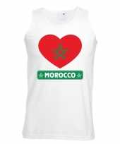 Marokko hart vlag singlet shirt t shirt zonder mouw wit heren