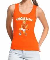 Nederland supporter t-shirt zonder mouw leeuwin roooaaaarrr oranje dames