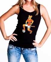 Nederland supporter t-shirt zonder mouw leeuwin voetbal zwart dames