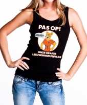Nederland supporter t-shirt zonder mouw leeuwinnen zijn los zwart dames