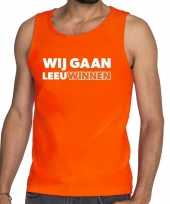 Nederland supporter t-shirt zonder mouw wij gaan leeuwinnen oranje heren