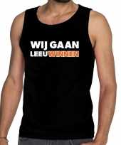 Nederland supporter t-shirt zonder mouw wij gaan leeuwinnen zwart heren