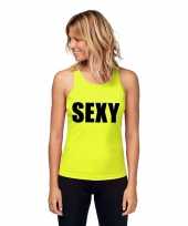 Neon geel sport-shirt singlet sexy dames zonder mouw