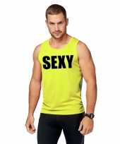 Neon geel sport shirt singlet sexy heren zonder mouw