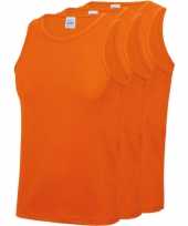 Pack maat l sport singlets hemden oranje heren zonder mouw 10211182
