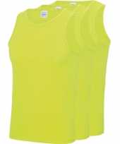 Pack maat m sport singlets hemden neon geel heren zonder mouw 10211192