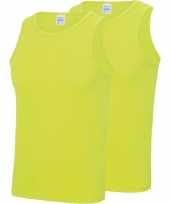 Pack maat xl sport singlets hemden neon geel heren zonder mouw