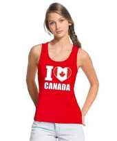 Rood i love canada fan singlet shirt t shirt zonder mouw dames