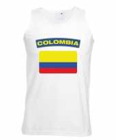 Singlet shirt t shirt zonder mouw colombiaanse vlag wit heren