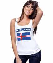 Singlet shirt t shirt zonder mouw ijslandse vlag wit dames