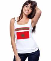 Singlet shirt t shirt zonder mouw marokaanse vlag wit dames