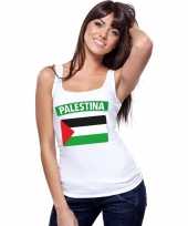 Singlet shirt t shirt zonder mouw palestijnse vlag wit dames