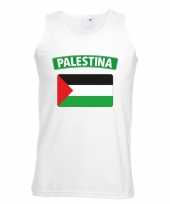 Singlet shirt t shirt zonder mouw palestijnse vlag wit heren