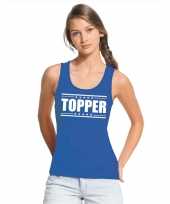 Toppers topper t-shirt zonder mouw mouwloos shirt blauw witte letters dames