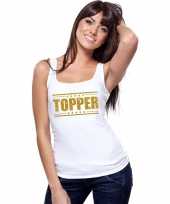 Toppers topper t shirt zonder mouw mouwloos shirt wit gouden glitters dames