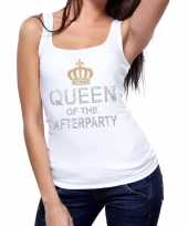 Toppers wit toppers queen of the afterparty glitter t shirt zonder mouw dames