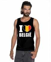 Zwart i love belgie fan singlet shirt t shirt zonder mouw heren