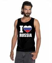 Zwart i love rusland fan singlet shirt t shirt zonder mouw heren
