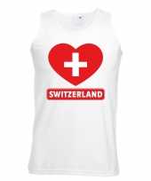 Zwitserland hart vlag singlet shirt t shirt zonder mouw wit heren